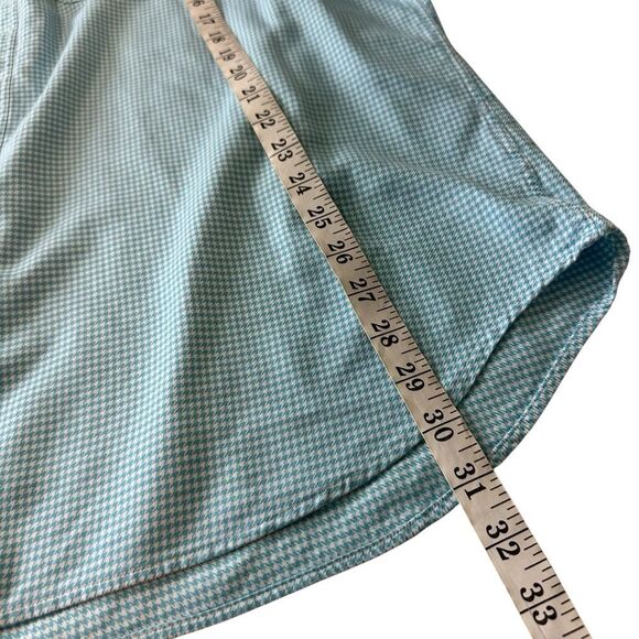J. McLaughlin Men's Teal Houndstooth Button Up Superfine 100 2 Ply Shirt, XL - Picture 7 of 8
